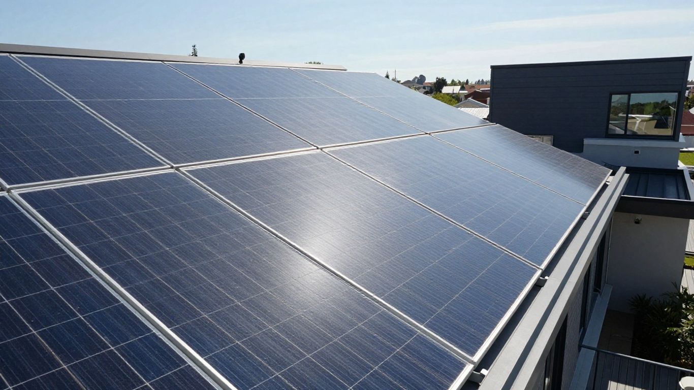 Panneaux solaires sur le toit d'une maison moderne.