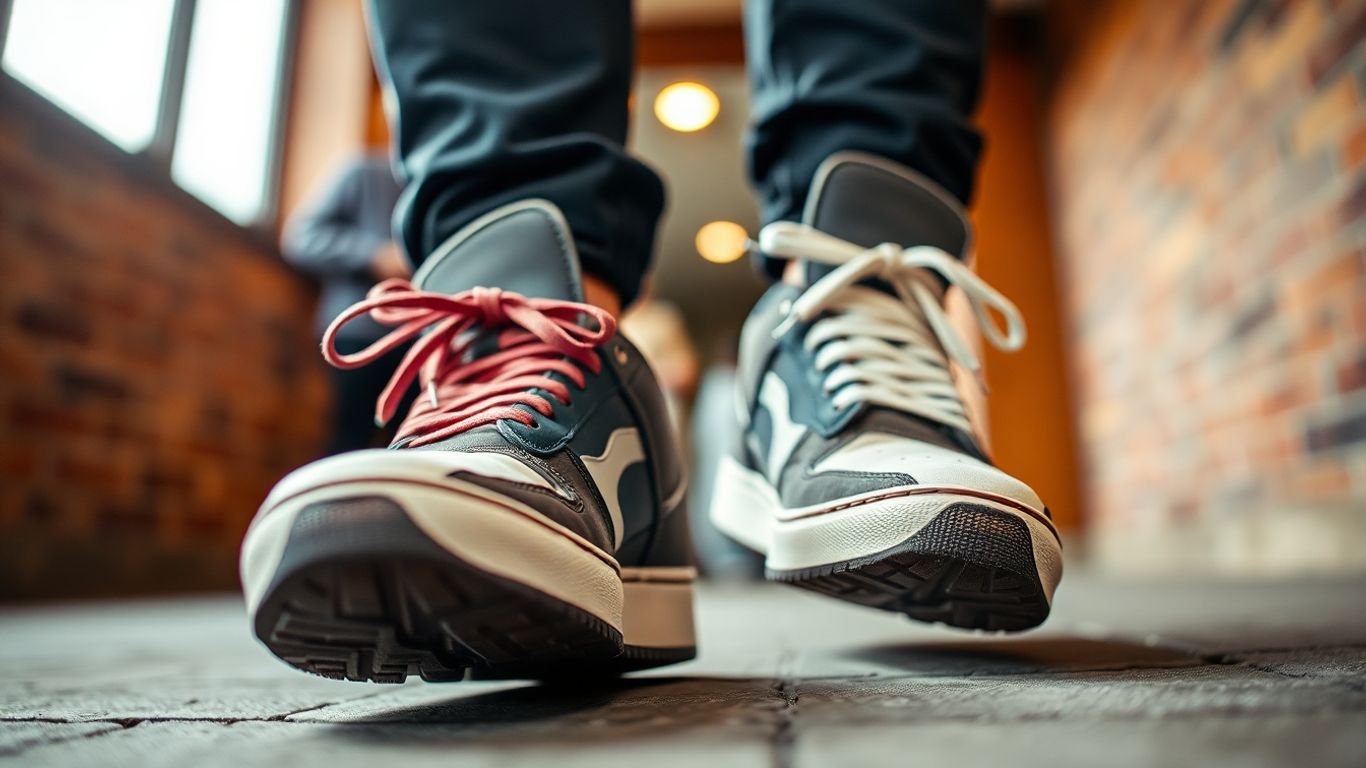 Stylish person wearing popular sneakers.