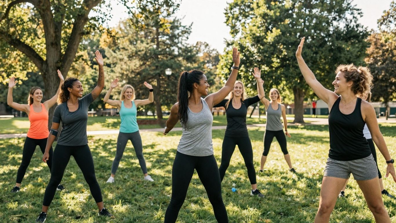 Menschen trainieren gemeinsam und motivieren sich gegenseitig.