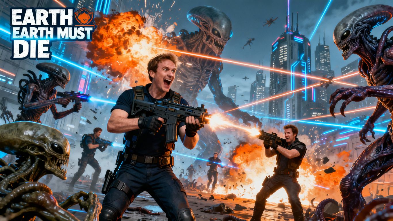 British comedy stars in alien battle video game.