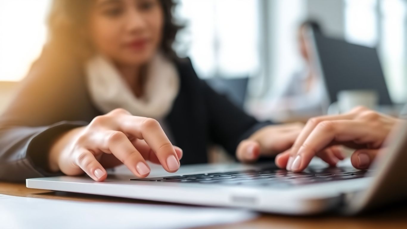 Mâini pe laptop, integrare marketing afiliat