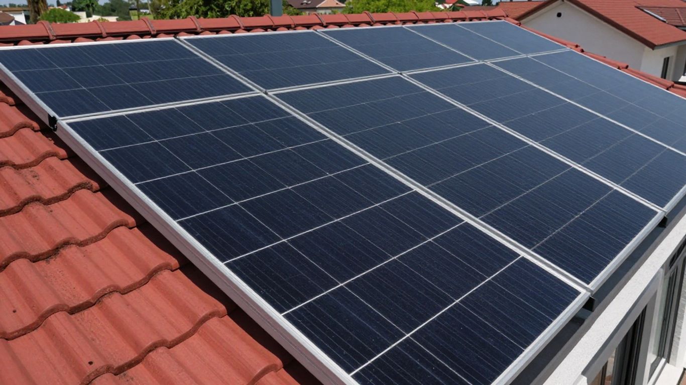 Toiture moderne avec tuiles solaires discrètes et esthétiques.