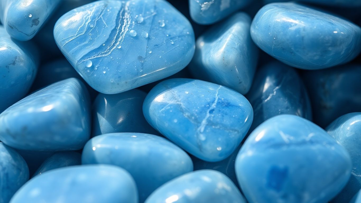 Polished blue aventurine stones