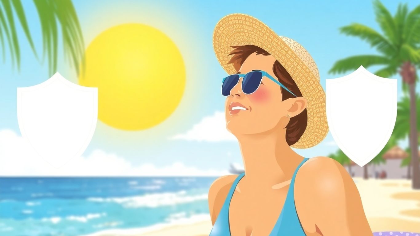 Gesunde Person im Urlaub mit medizinischem Schutz