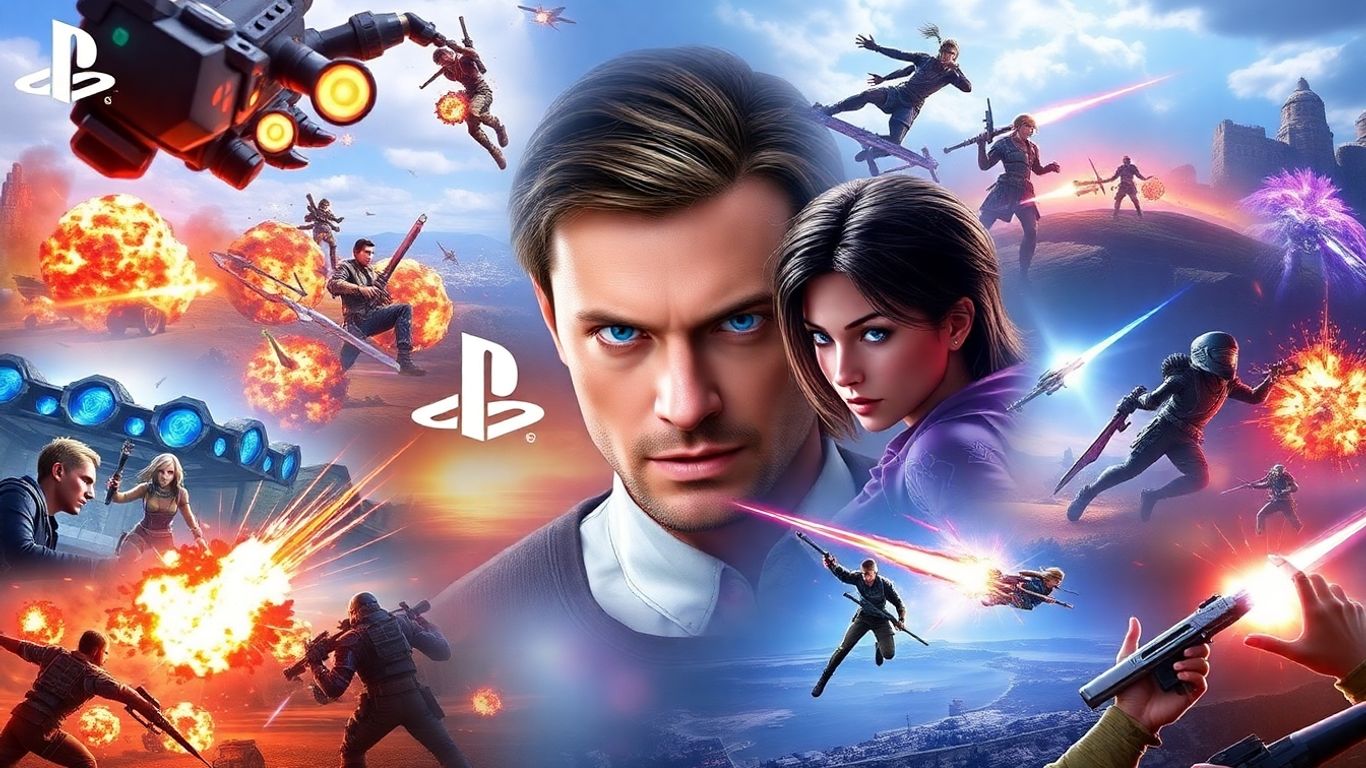 Jeux PS5 2025 : scènes de gameplay explosives et paysages fantastiques.