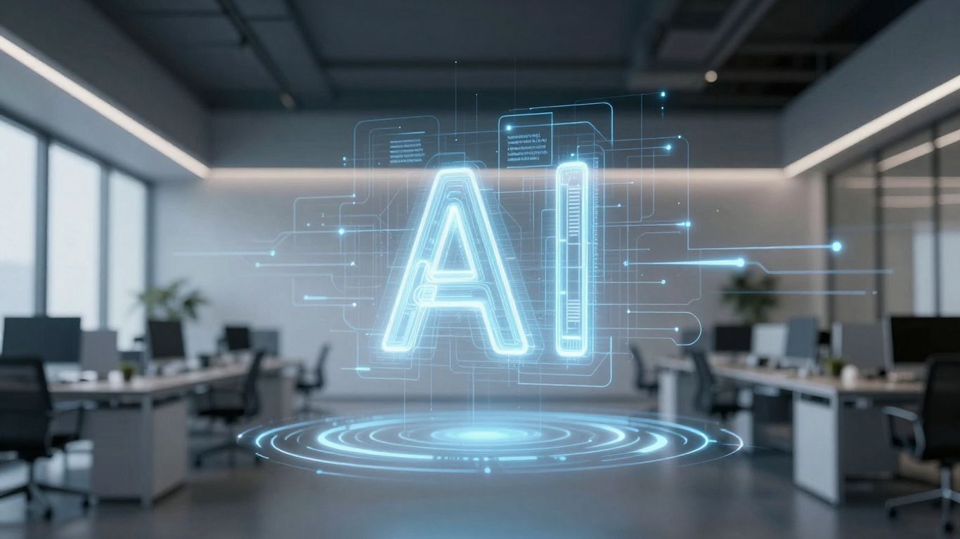 AI agent interface in a modern office