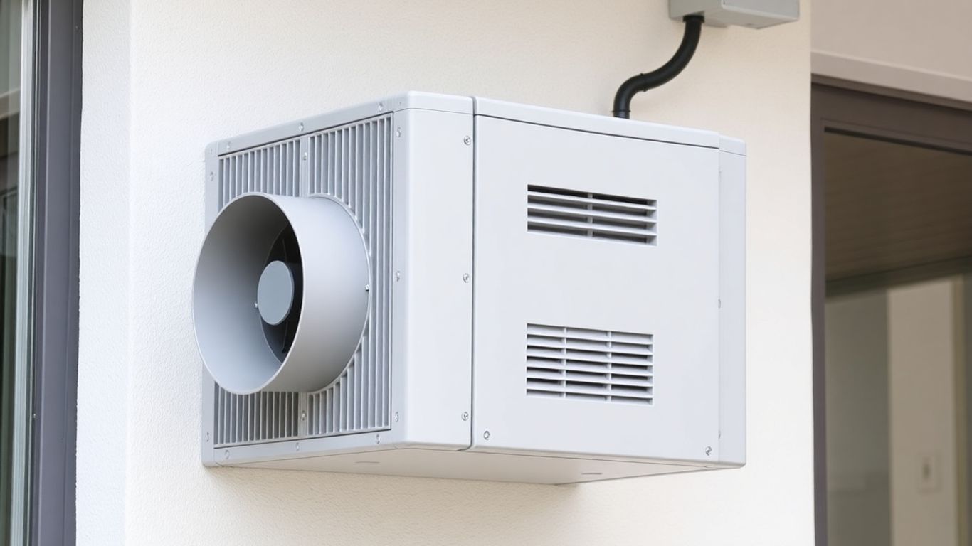 Unité VMC double flux décentralisée sur mur extérieur