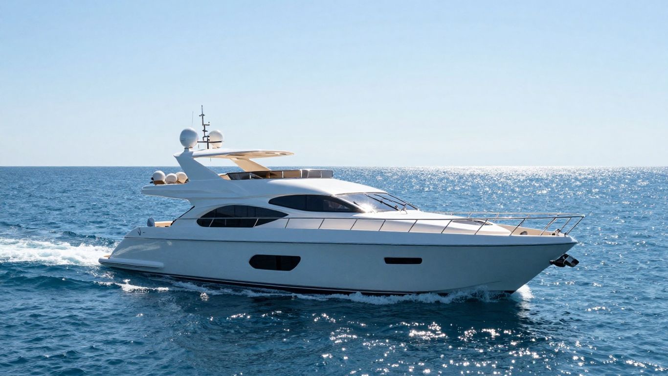 Luxury yacht sailing on the ocean.