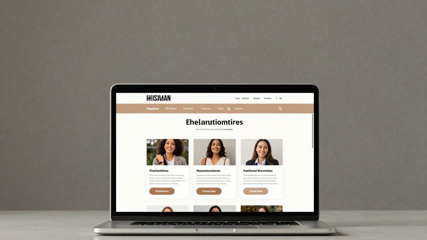 Interface de site web professionnel sur un écran d'ordinateur