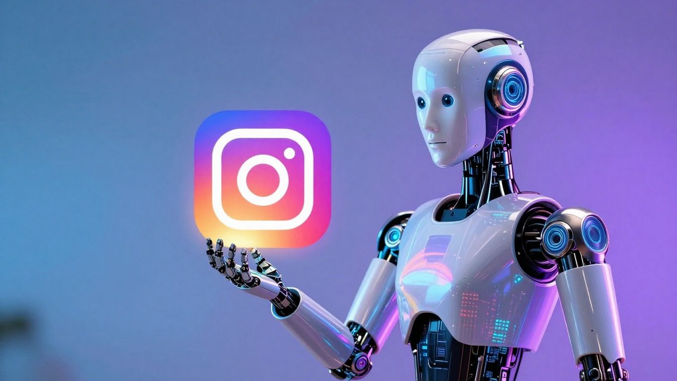 AI robot and Instagram logo