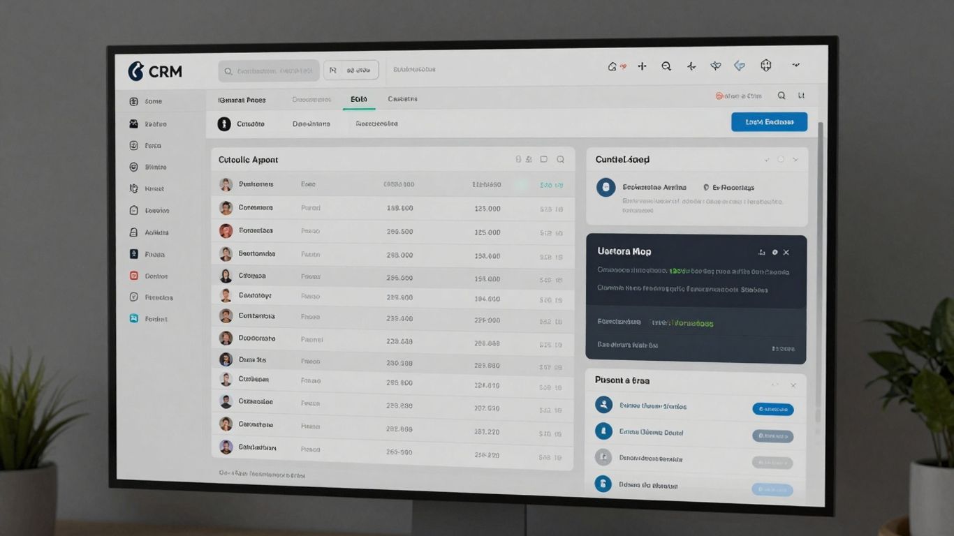 Odoo CRM interface with customer data and dashboards
