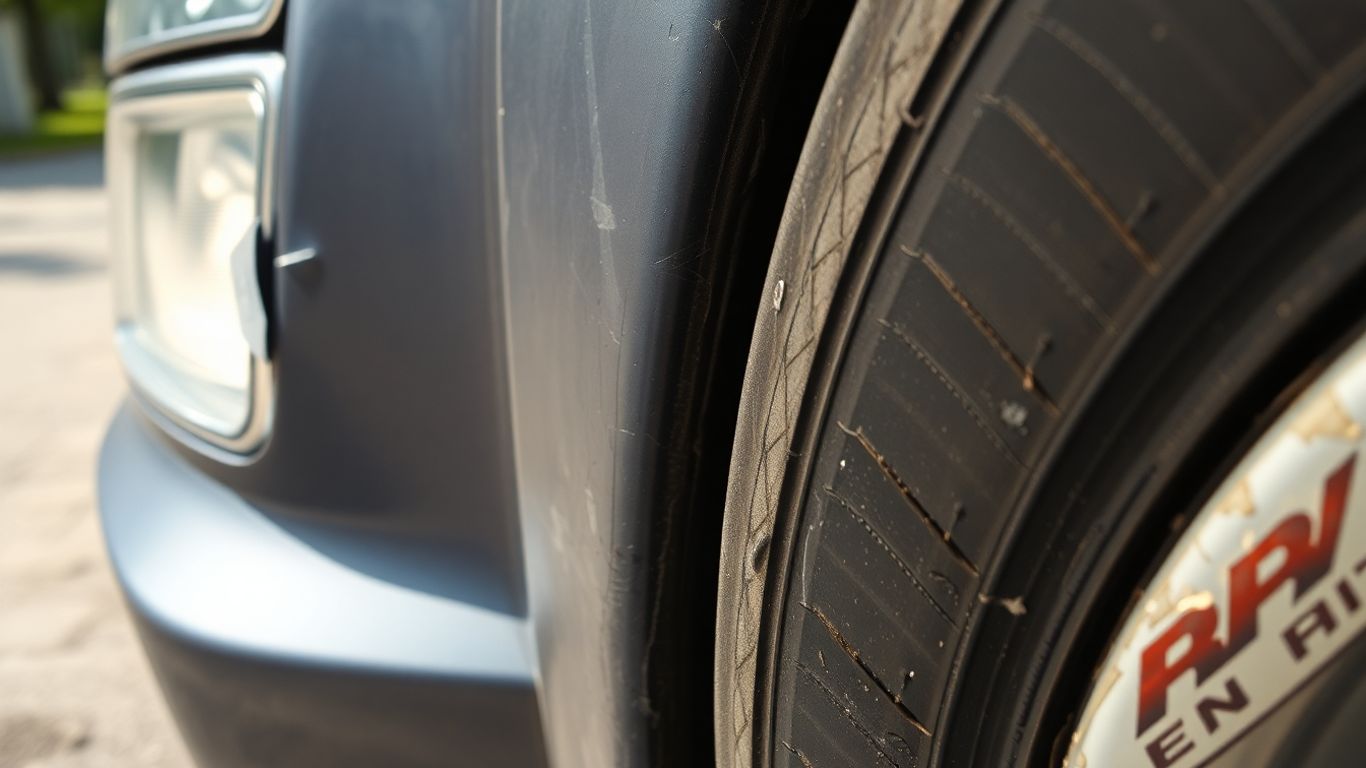 Beschädigtes Auto mit Fokus auf Karosserieteile