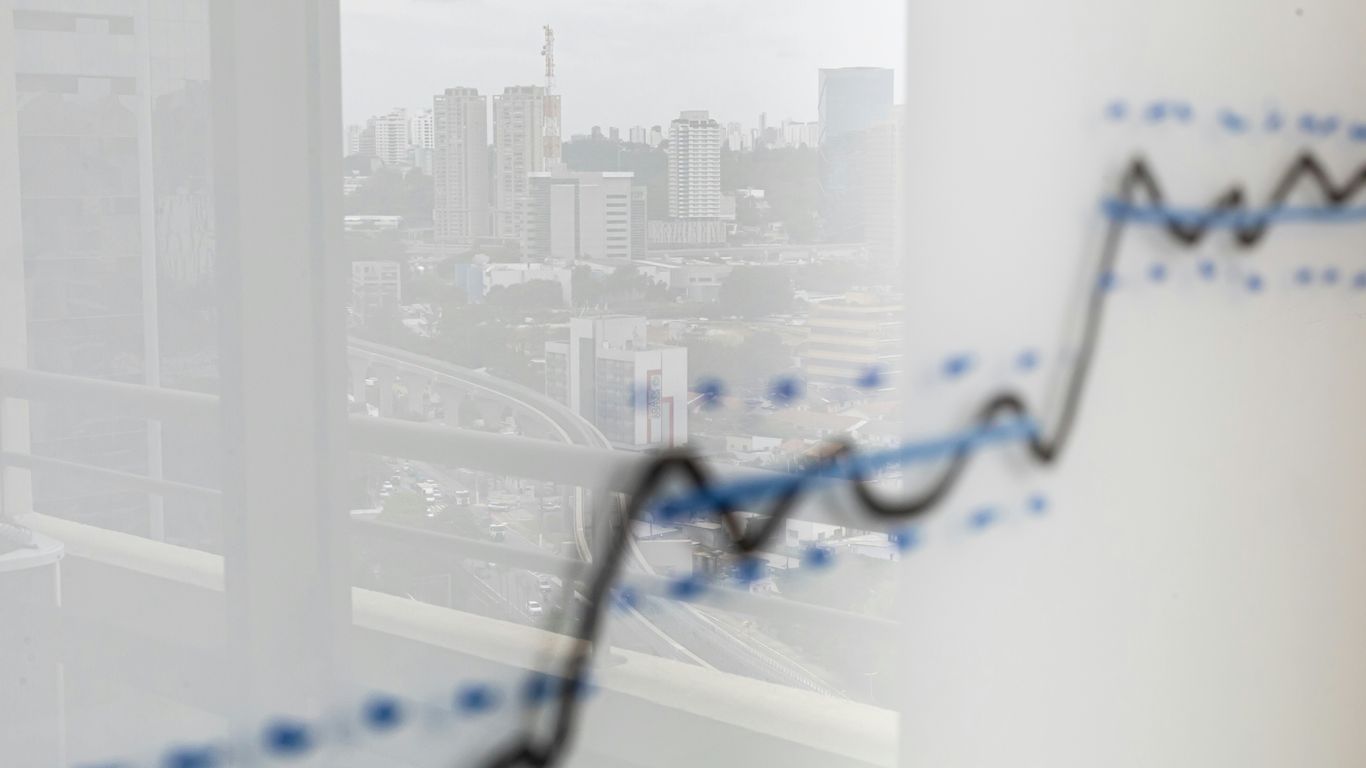 City skyline reflected on a graph