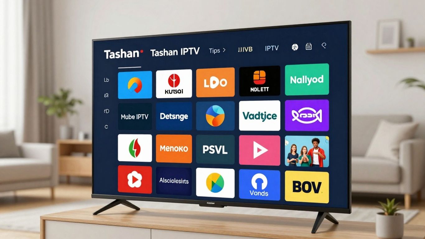 Tashan IPTV app interface on a screen.
