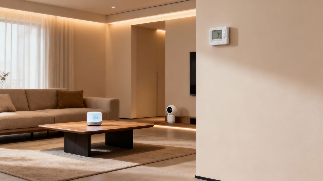 Smart home controls in a modern living room.