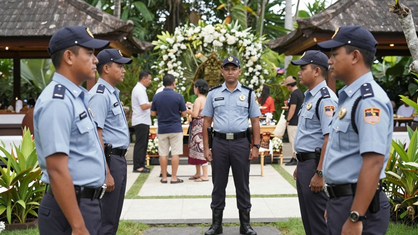 Wedding security guards at a Bali wedding venue.