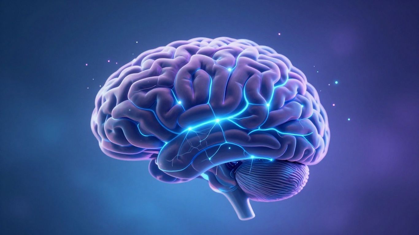 Cerveau stylisé avec des connexions neuronales lumineuses