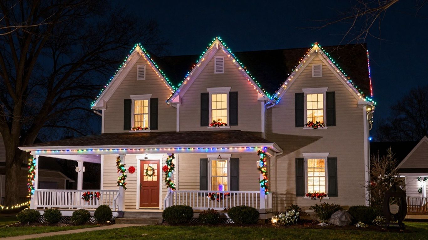 O'Fallon house decorated with professional Christmas lights.