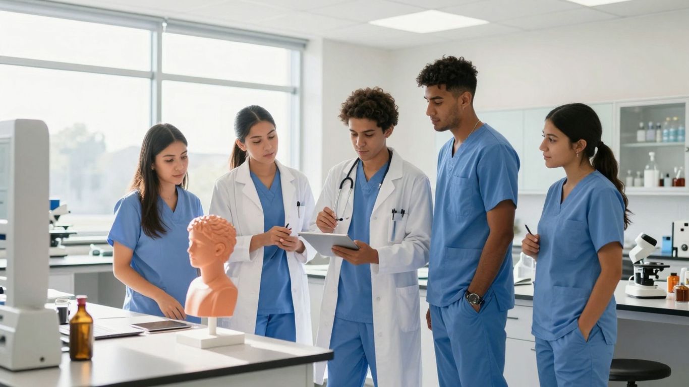 University of Houston nursing students in a lab setting.