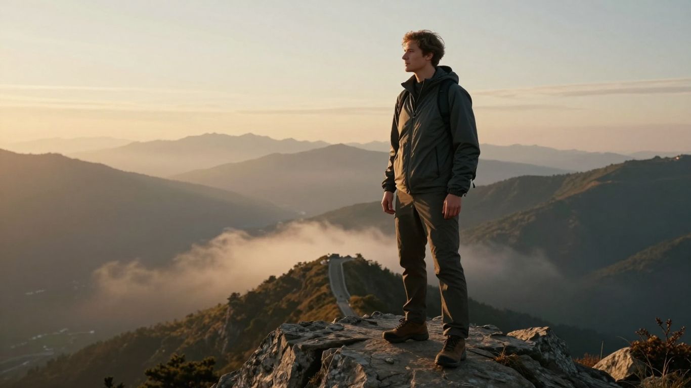Person on mountain peak, symbolizing confidence and overcoming doubt.