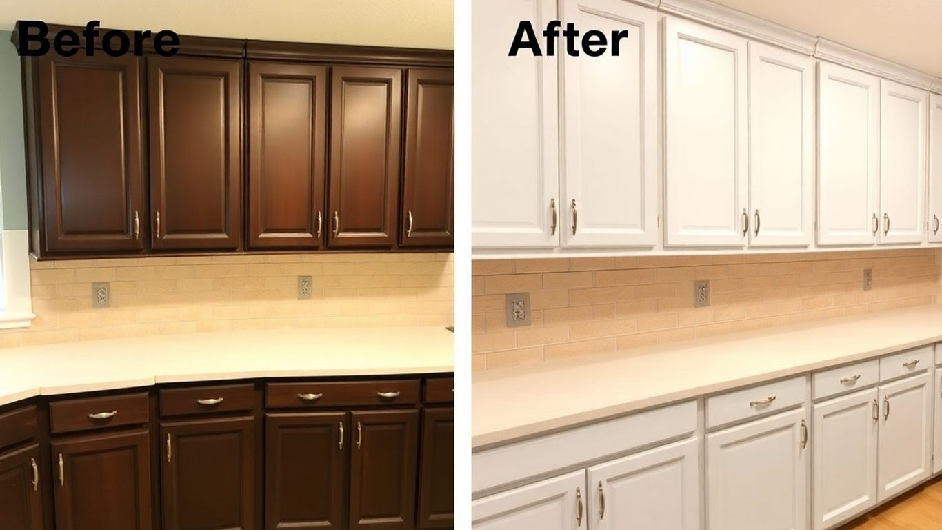 Kitchen cabinets painted a modern, bright color.