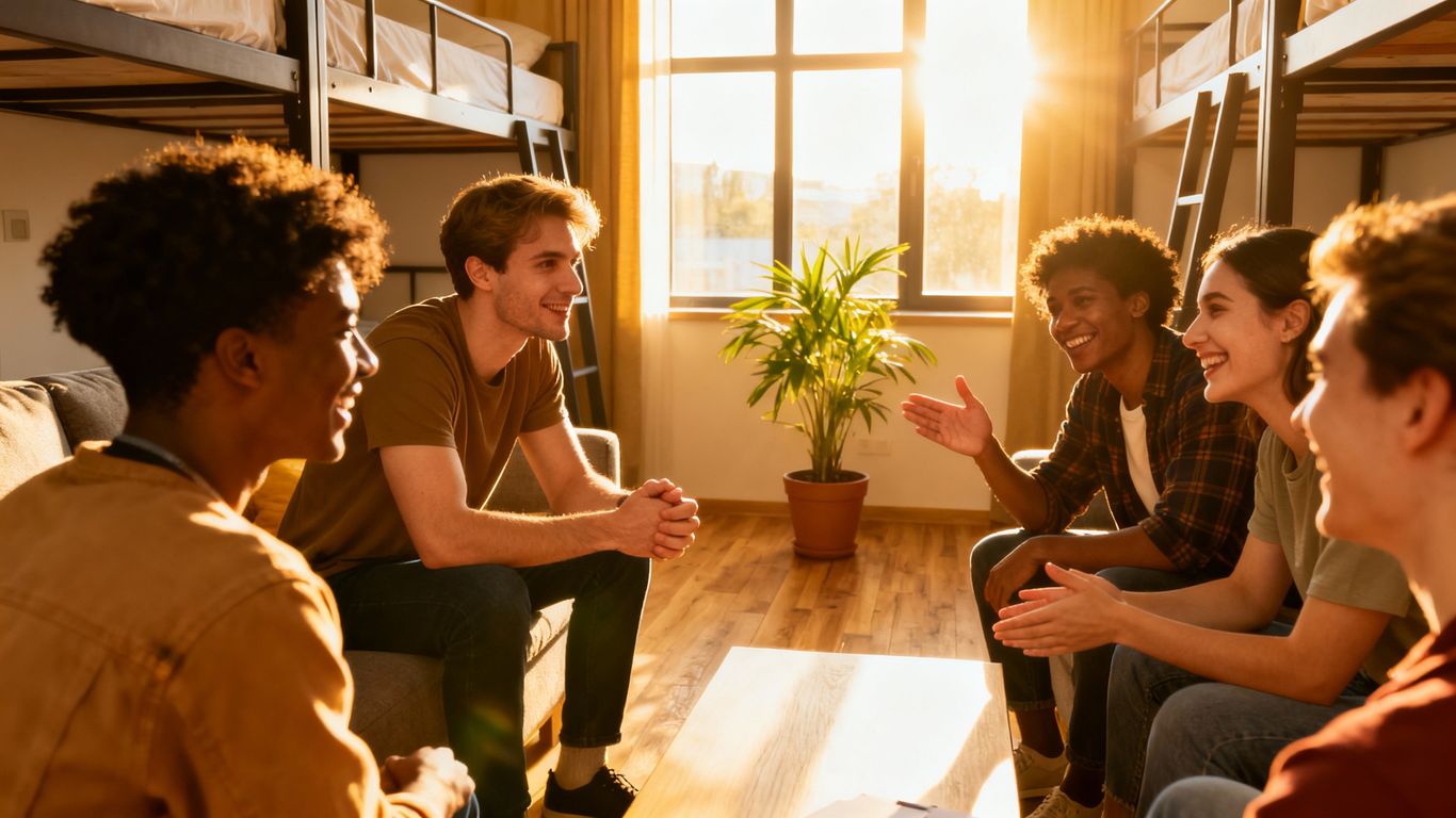 Hostel staff training session improving behaviour.