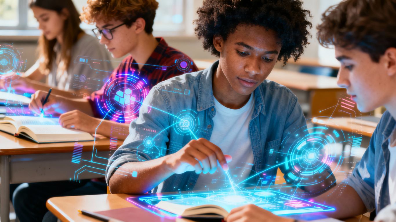 Digital learning and tech skills icons.