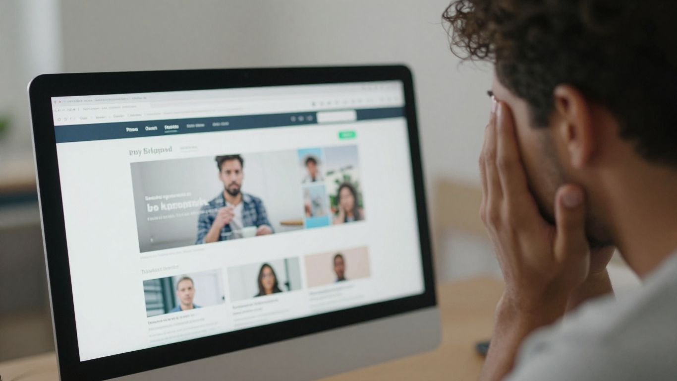 Frustrated person looking at a bad website