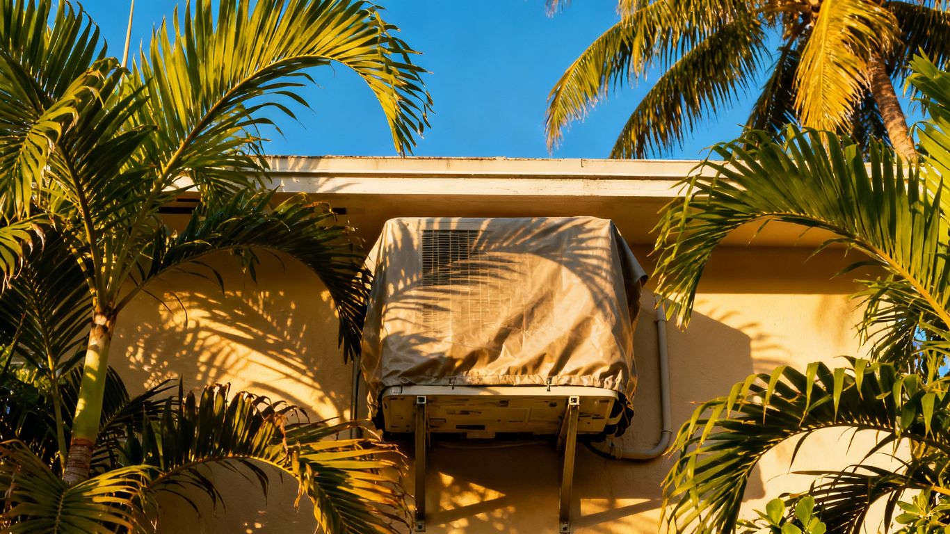 Miami AC unit covered for fall protection.