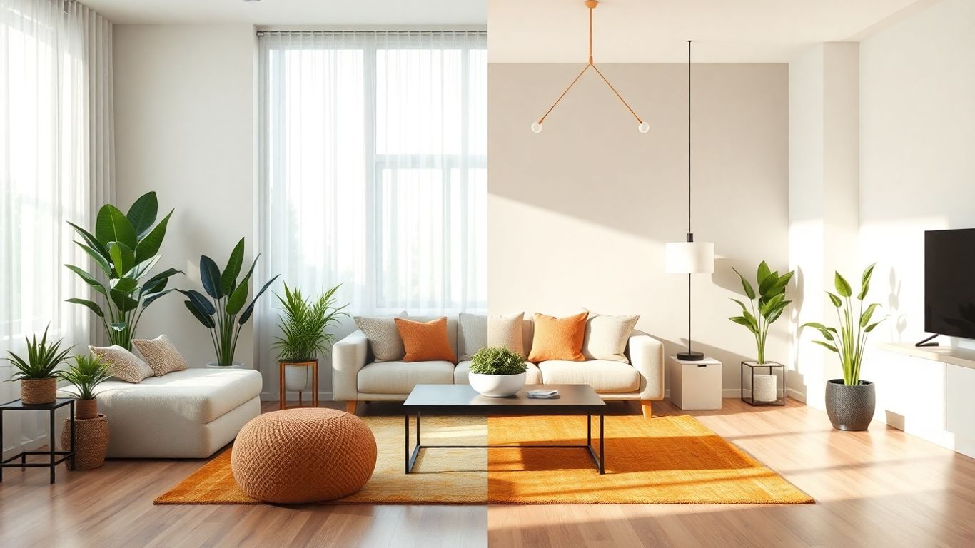 Comparación visual de hogares modernos para seguro de hogar