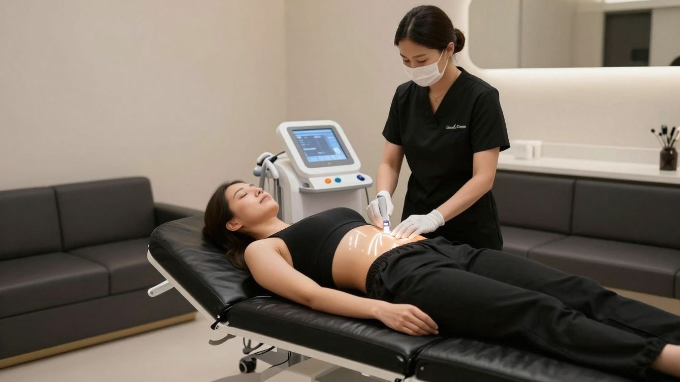 SculpSure body sculpting treatment room with patient.
