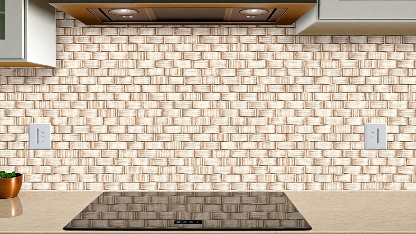 Basketweave tile kitchen backsplash