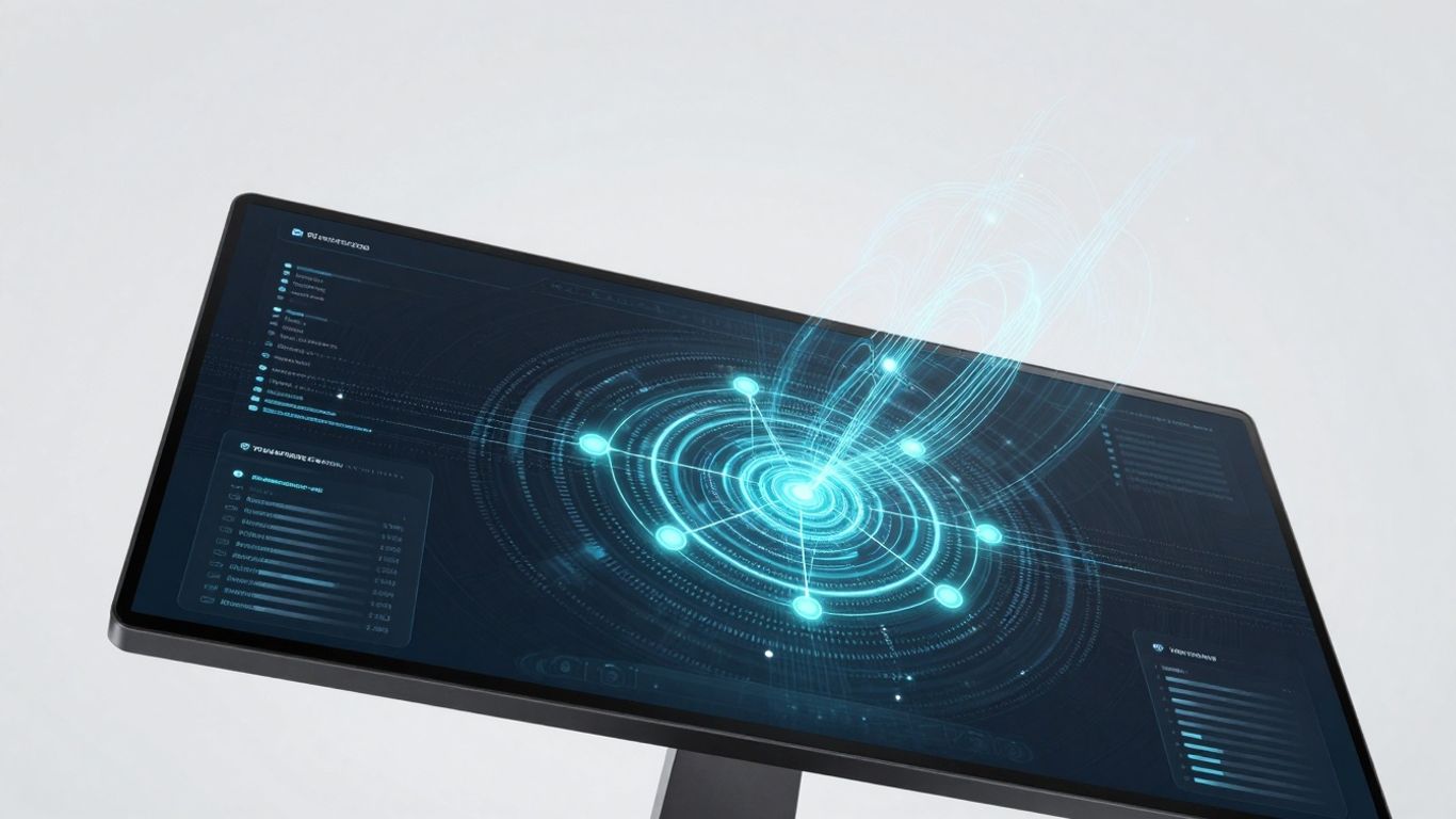 AI tools interface with data streams.