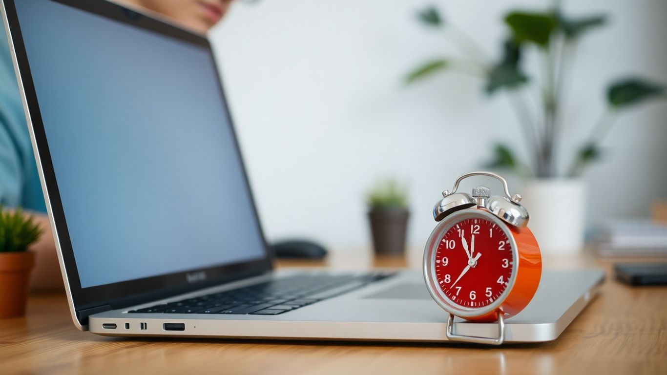Person working with a Pomodoro timer.