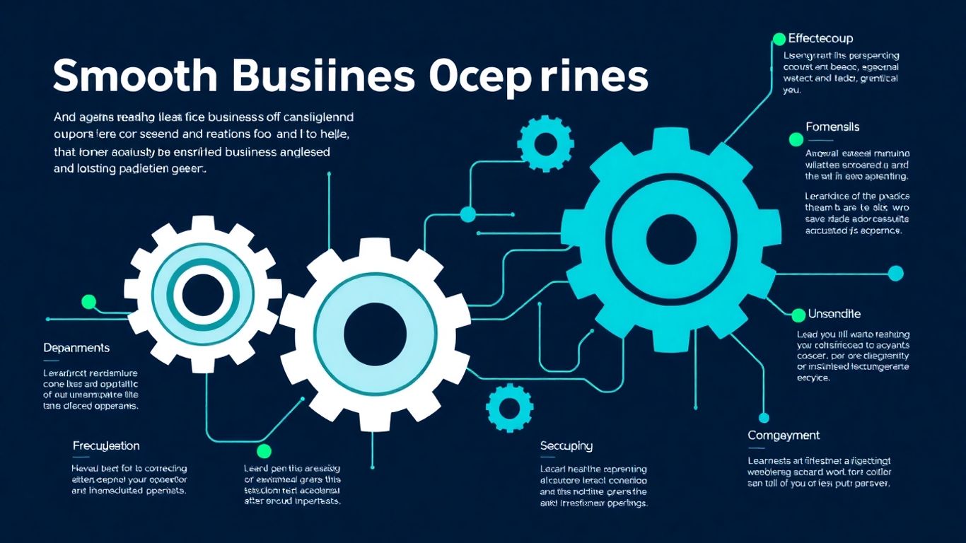 Infographic of gears and circuits for IT services.