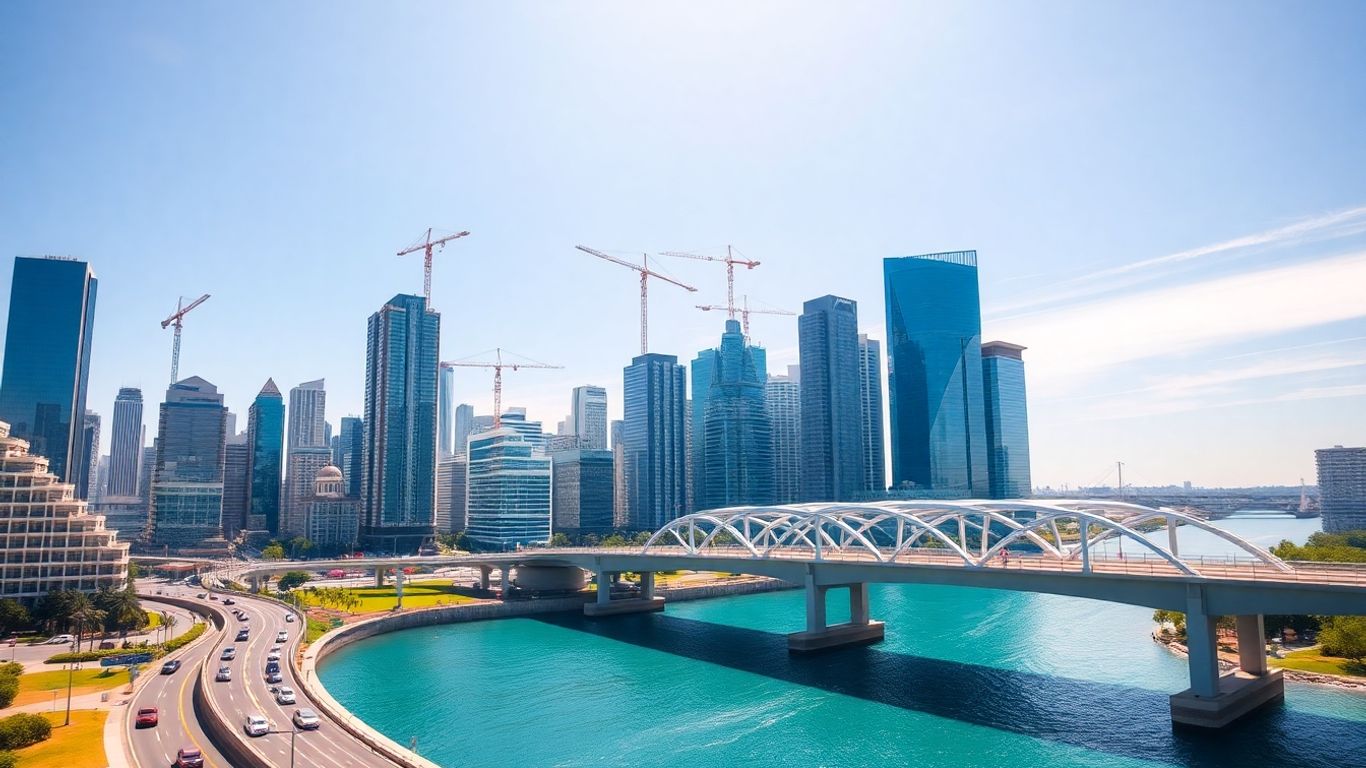 Australian city skyline with infrastructure development.