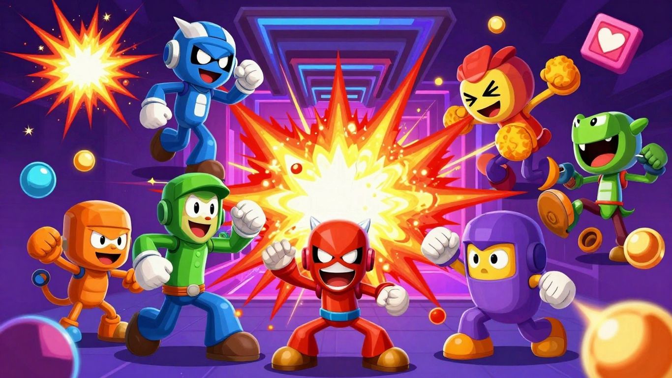 Unblocked games WTF characters in a chaotic, colorful explosion.