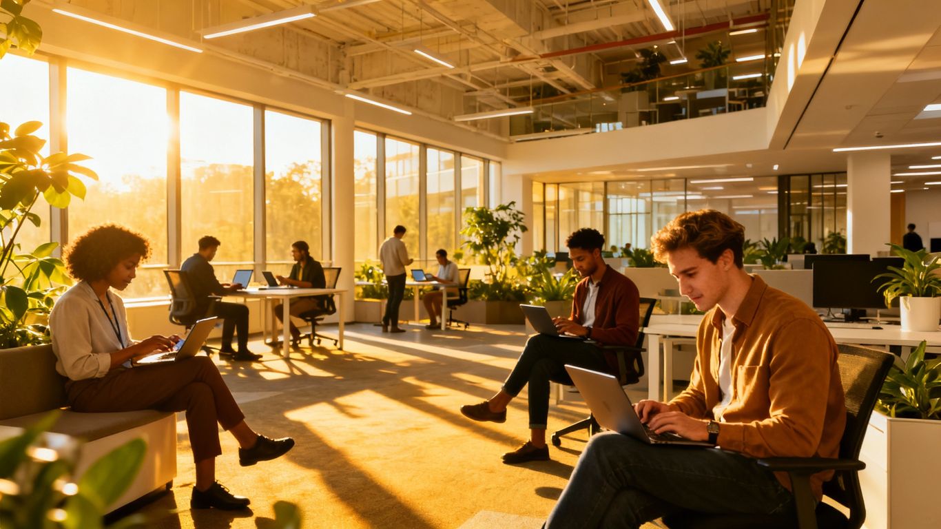 People using devices to achieve social media growth.