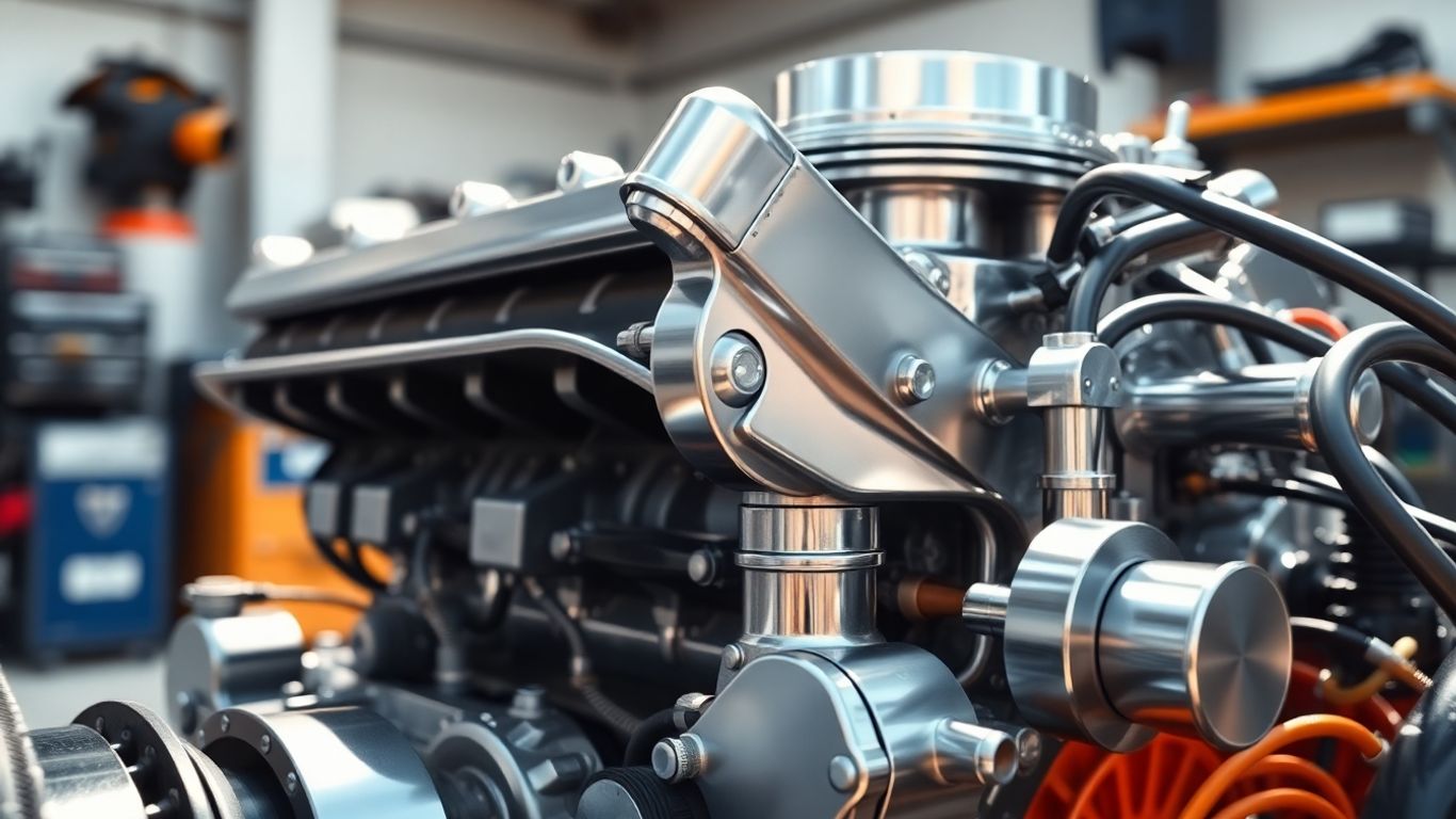 Close-up of a powerful, clean vehicle engine.