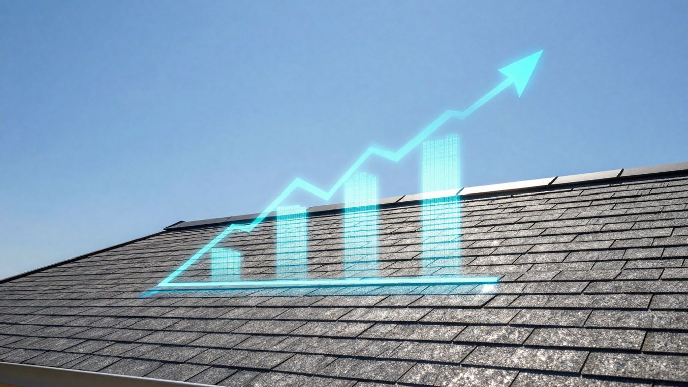 A rooftop with digital signals indicating growth.