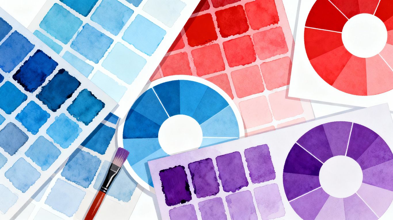 Brand color palette guide with swatches and wheels.