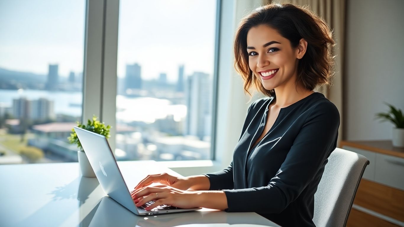 Woman working remotely in Australia