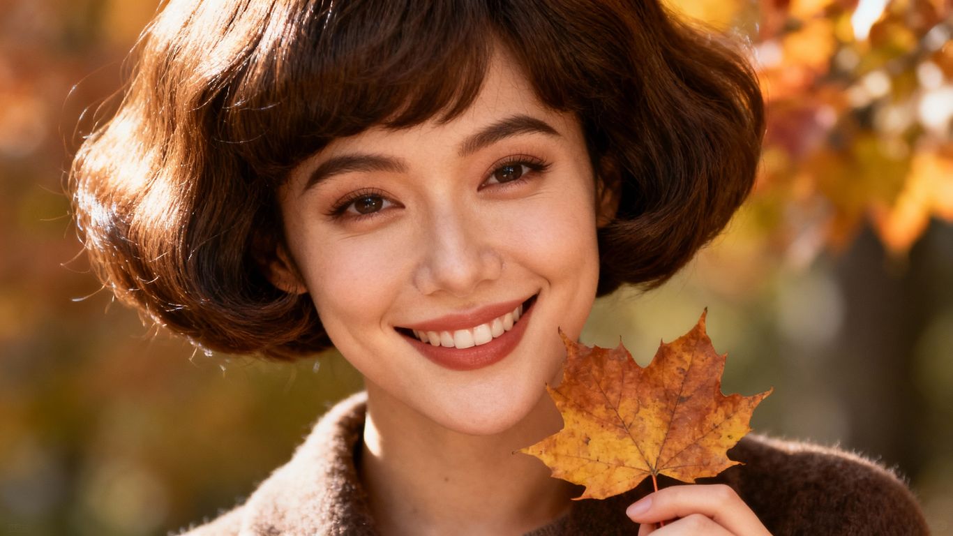 Woman with wig in fall setting