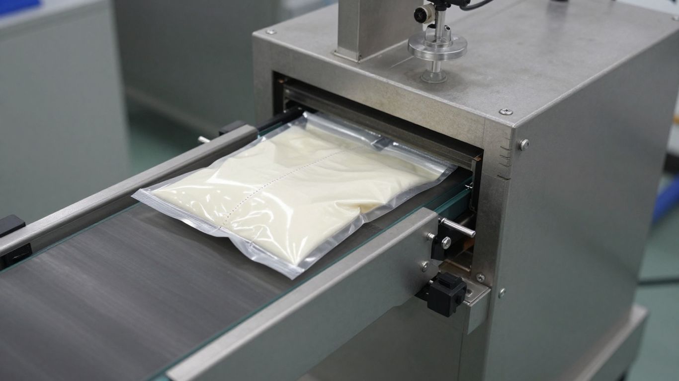 เครื่องซีลถุงแบบไนโตรเจนกำลังทำงาน