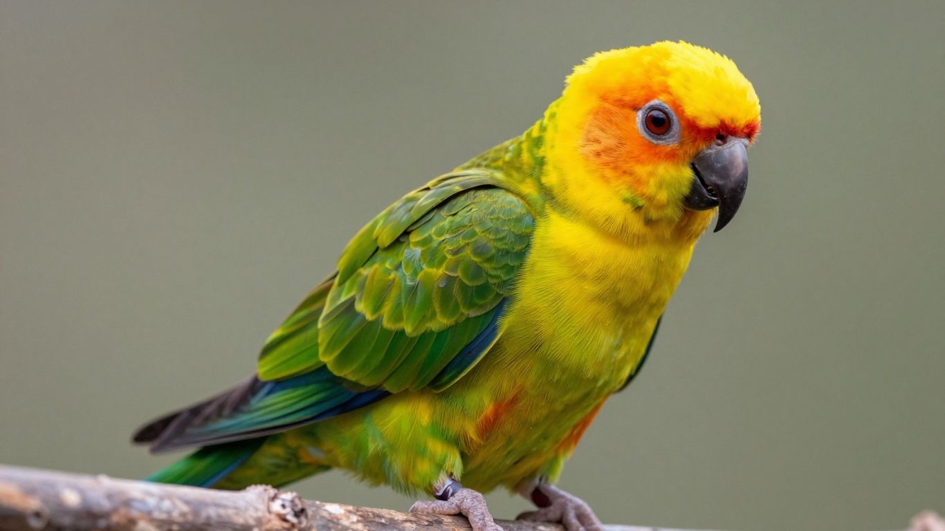 Gold Capped Conure bird perched on a branch.
