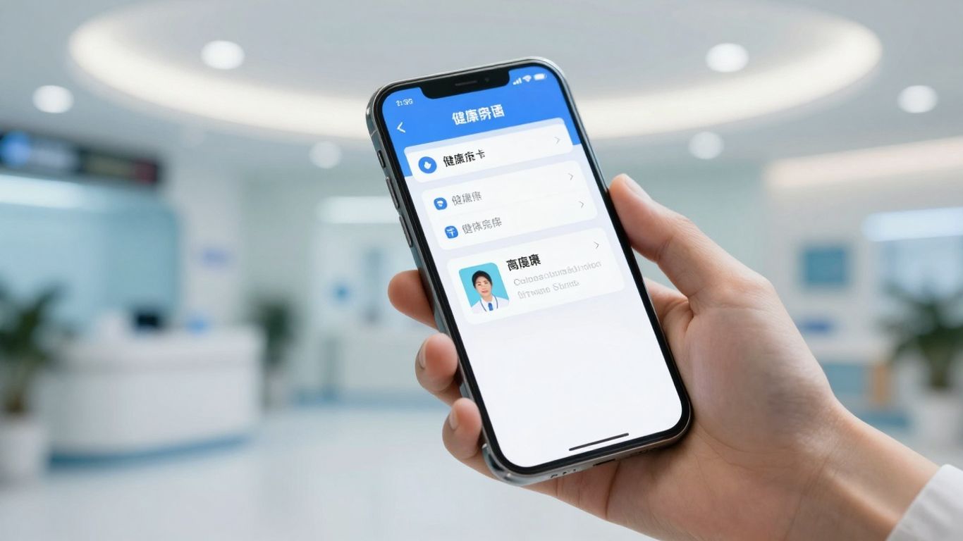 Digital health care card on a smartphone screen.