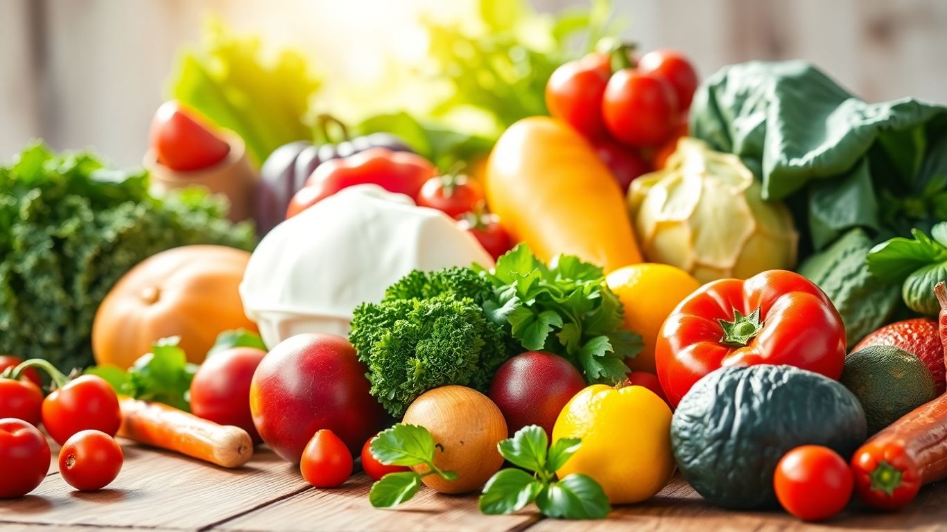 Fresh vegetables and fruits for healthy eating
