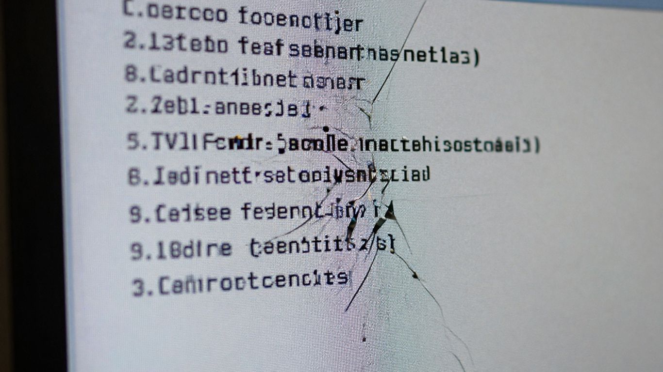 Écran d'ordinateur cassé avec un message d'erreur subtil.