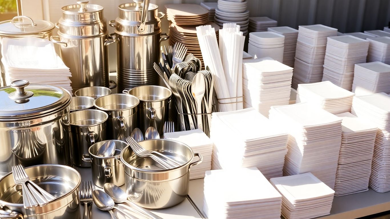 Assortment of wholesale catering supplies in the UK.