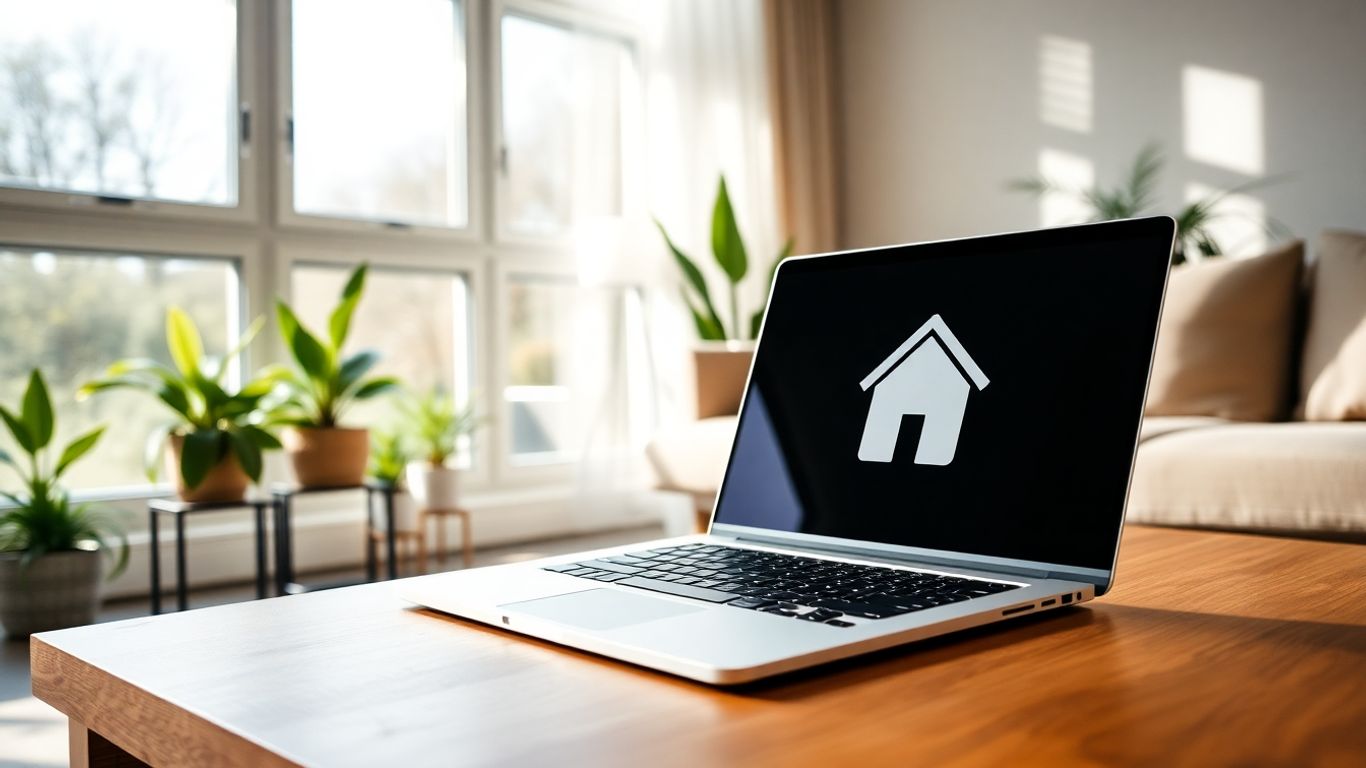 Sala de estar moderna con seguro de hogar.